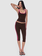 Side-Stripe Foldover Capris